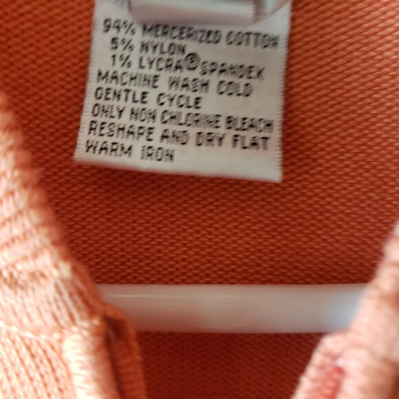 Talbots Womens Small Coral Orange Zip Up Cardigan Stretch Cotton Nylon Lycra - Picture 5 of 7